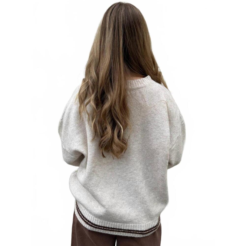 NEW BAILEY ROSE shelby crewneck sweater in oatmeal - Picture 3 of 3